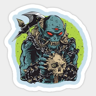 blue monster with axe Sticker